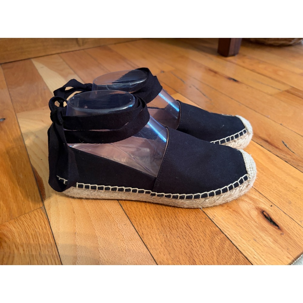 J.Crew Canvas Espadrille Flats Black Size 8